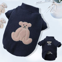 HKM-0011325 Warm Embroidered Bear Pet Shirt with Stripes in Multiple Colors