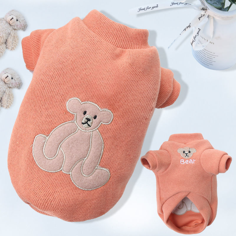 HKM-0011325 Warm Embroidered Bear Pet Shirt with Stripes in Multiple Colors
