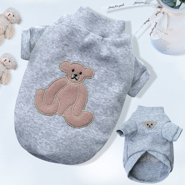 HKM-0011325 Warm Embroidered Bear Pet Shirt with Stripes in Multiple Colors