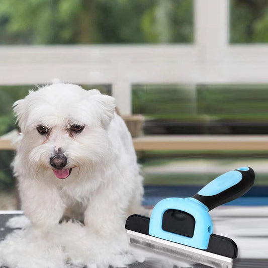 HKM-0012349 Removable Knot Opener Pet Hair Removal Comb - Stainless Steel, Large & Medium Sizes in Blue and Pink