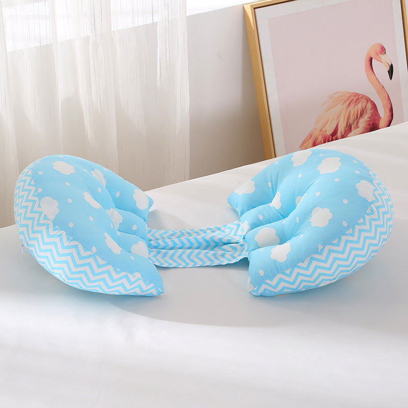 HKM-001235 Butterfly-Shaped Double Semicircular Maternity Waist Pillow with Pure Cotton Cover and 7D Hollow Fiber Filling