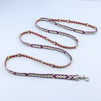 HKM-0012733 Ethnic Style Woven Dog Collar with 120cm Traction Rope - Durable Polyester Material
