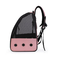 HKM-0012989 Stylish Personalized Pet Backpack with Mesh Pocket in Black, Pink, and Brown