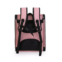 HKM-0012989 Stylish Personalized Pet Backpack with Mesh Pocket in Black, Pink, and Brown