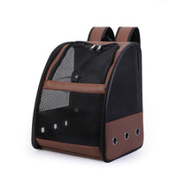 HKM-0012989 Stylish Personalized Pet Backpack with Mesh Pocket in Black, Pink, and Brown