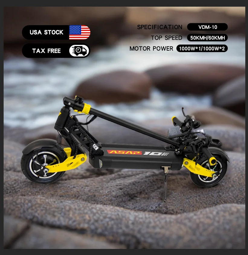HKM-001299 Powerful 2000W Dual Motor Foldable Electric Scooter with 60-90km Range and 30-50Km/h Max Speed