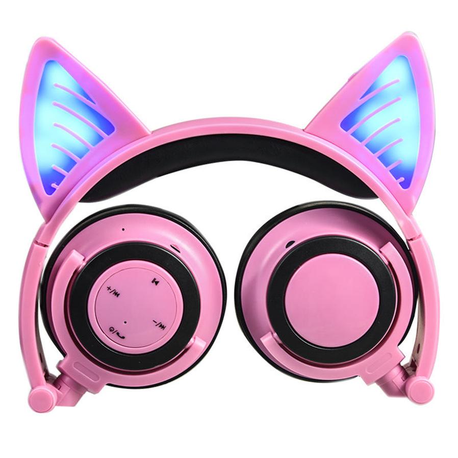 HKM-001427 Illuminated Foldable Over-Ear Wireless Bluetooth Headphones with Microphone