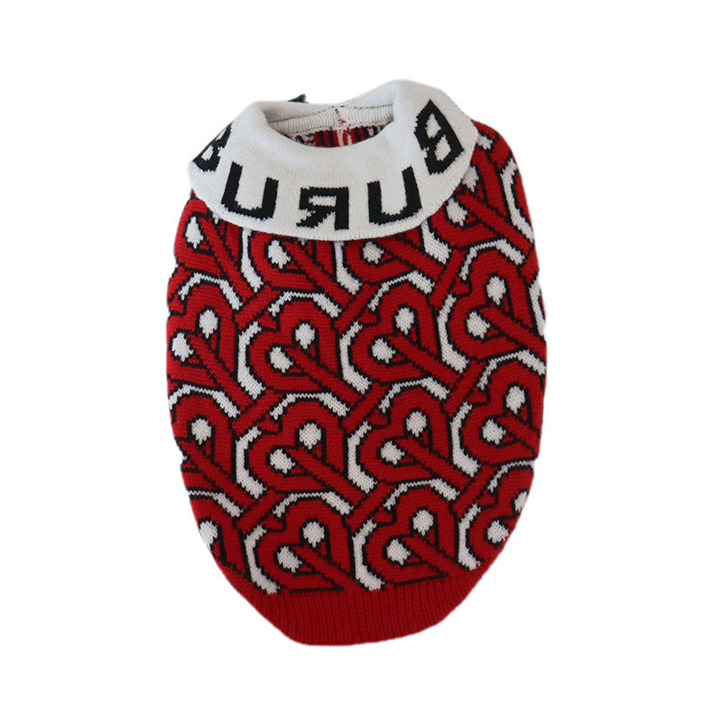 HKM-0014525 Cozy Wine Red Pet Sweater for Dogs - Comfortable Cotton Design in Various Sizes