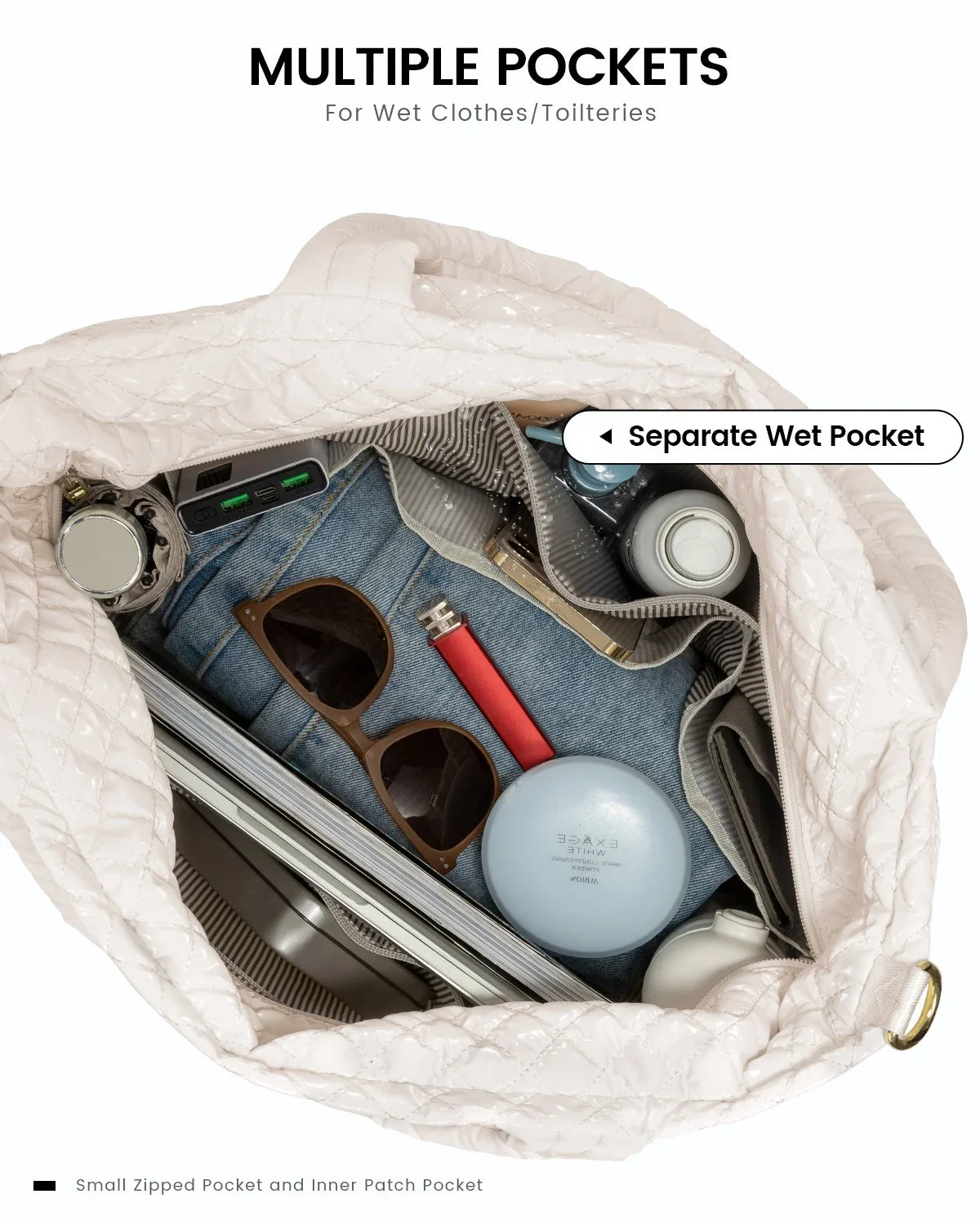 HKM-001491 Spacious 50L Tote Bag with Wet Pocket - Versatile Travel Handbag for Work and Gym