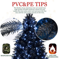 HKM-001555 8ft Blue Christmas Tree with LED Lights and Lamp, Indoor/Outdoor Pine Design