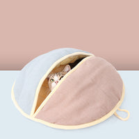 HKM-0016573 Cozy Round Cotton and Linen Pet Nest for Cats and Small Dogs - Warm Semi-Enclosed Design