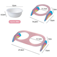 HKM-0016701 Ceramic Double and Single Cat Bowls with High Legs in Rainbow Colors