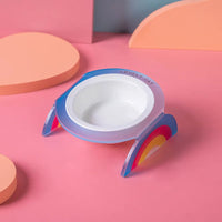 HKM-0016701 Ceramic Double and Single Cat Bowls with High Legs in Rainbow Colors
