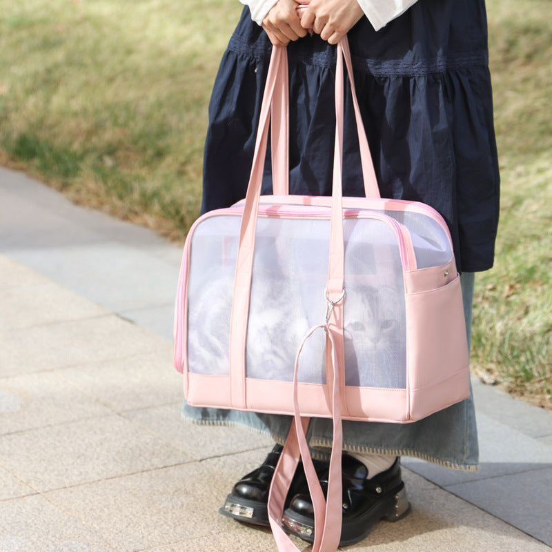 HKM-0018749 Travel-Friendly Breathable Pet Bag for Cats and Small Dogs - Soft, Comfortable, One-Shoulder Design