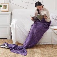 HKM-001875 Knitted Crochet Mermaid Tail Blanket for Children - Soft, Cozy Sleeping Blanket