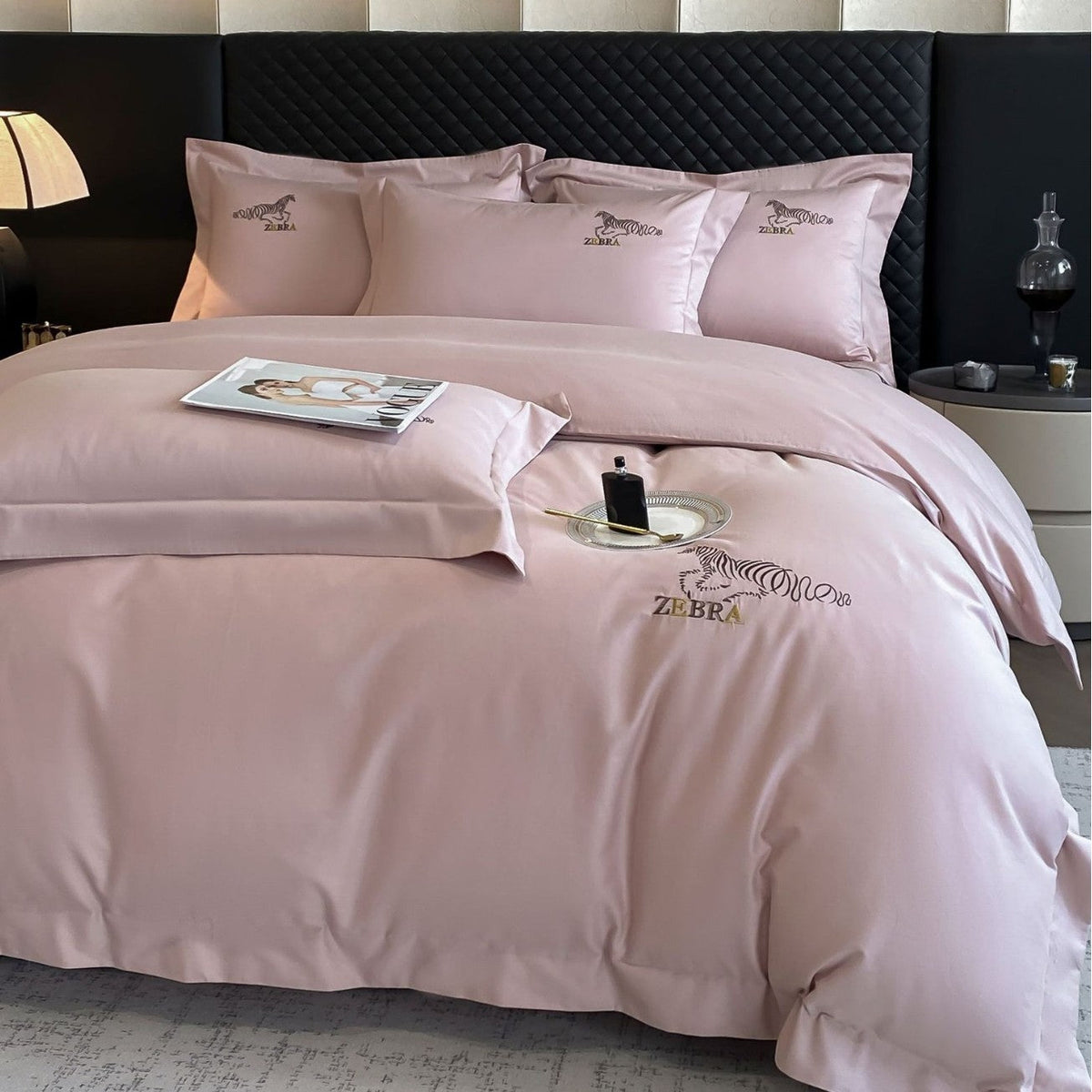 HKM-001939 Light Brushed Solid Color Pure Cotton Four-Piece Bedding Set for Autumn and Winter