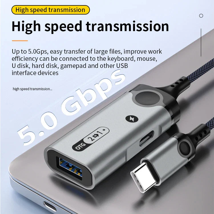 HKM-002003 USB-C to USB 3.0 OTG Adapter for High-Speed Data Transfer and Charging