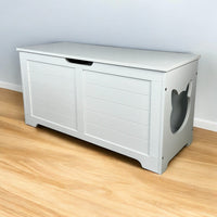 HKM-0020157 Multi-Purpose Top Open Cat Litter Box with Fence Cover - 39.4 Inch Classic Design