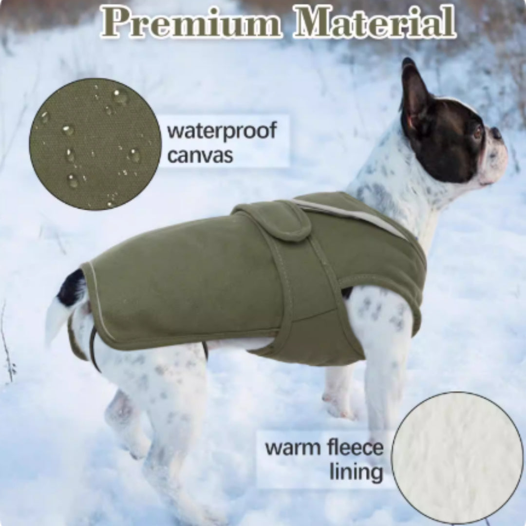 HKM-0021053 Waterproof and Windproof Fleece-Lined Dog Jacket in Army Green and Gray