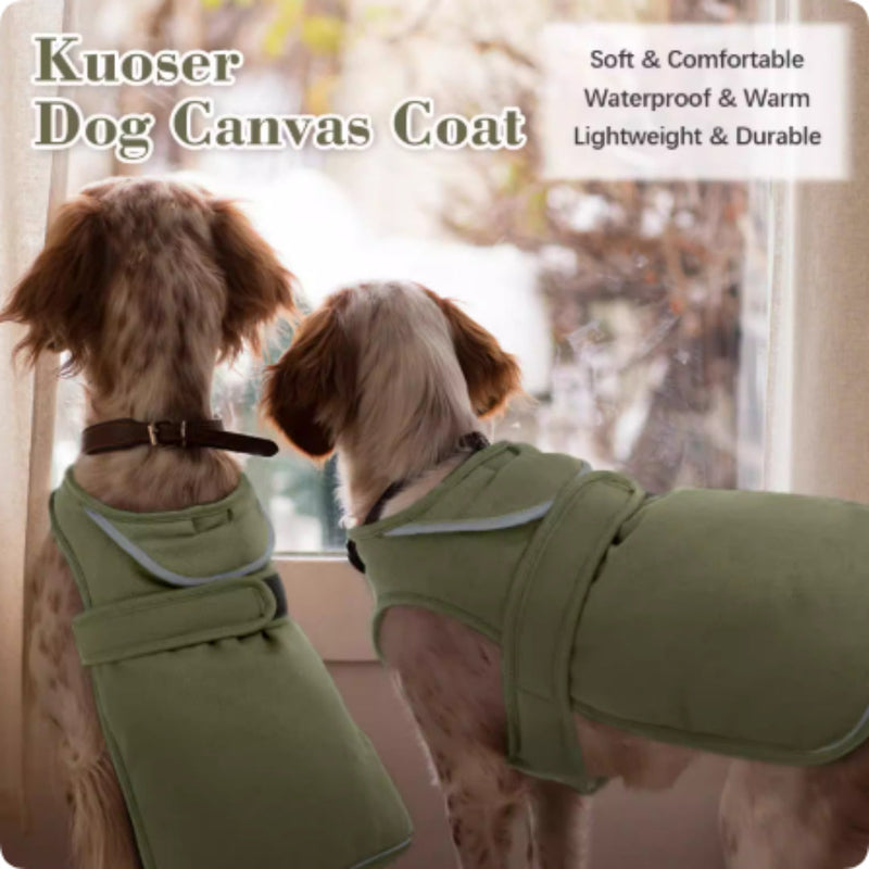 HKM-0021053 Waterproof and Windproof Fleece-Lined Dog Jacket in Army Green and Gray