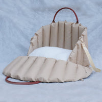 HKM-0021309 Portable Pet Carrier for Car Travel - Available in Light Khaki, Dark Khaki, Black, and Light Gray with Optional Escape-Proof Rope