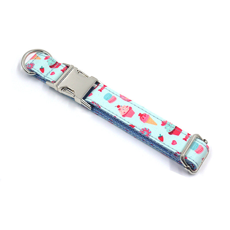 HKM-0022077 Cartoon Macaron Pet Collar and Leash Set for Large Dogs ¨C Stylish and Durable Dog Walking Gear