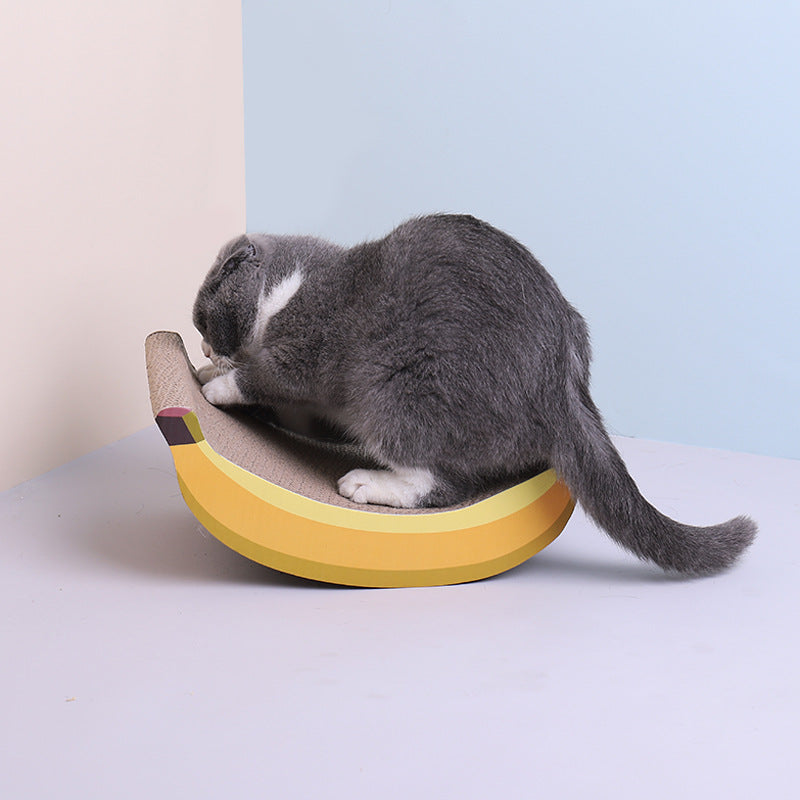 HKM-0022461 Cat Scratching Board in Cute Banana Shape - Corrugated Paper Claw Grinder for Cats and Small Animals