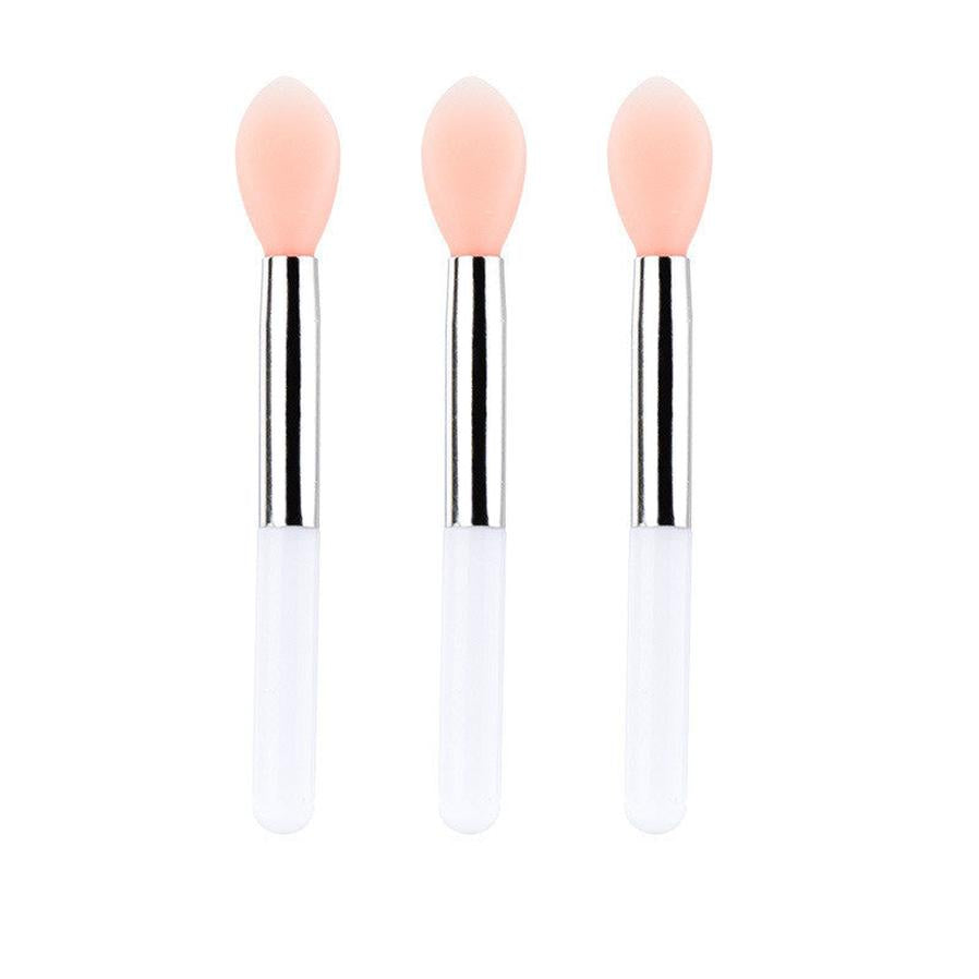 HKM-002323 Mini Silicone Lip Brush Set - 3 Portable Brushes for Lip Mask, Lipstick, and Lip Gloss Application