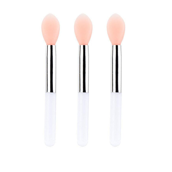 HKM-002323 Mini Silicone Lip Brush Set - 3 Portable Brushes for Lip Mask, Lipstick, and Lip Gloss Application