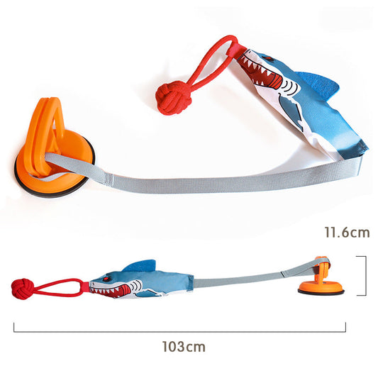 HKM-0023741 Durable Shark-Shaped Tug Toy with Suction Cup for Interactive Play for Small and Medium Dogs