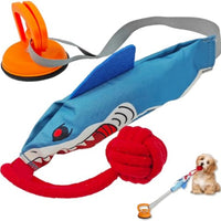 HKM-0023741 Durable Shark-Shaped Tug Toy with Suction Cup for Interactive Play for Small and Medium Dogs