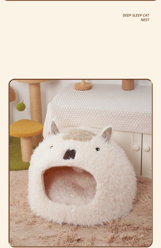 HKM-0024125 Alpaca Yurt Cat and Dog Kennel with Soft Cushion and Warm Materials