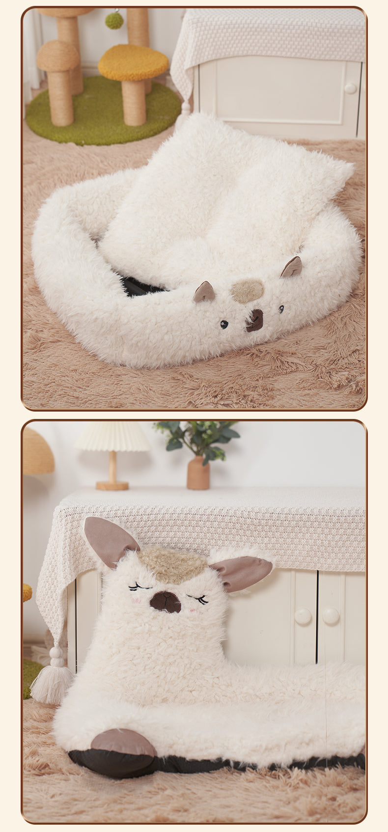 HKM-0024125 Alpaca Yurt Cat and Dog Kennel with Soft Cushion and Warm Materials