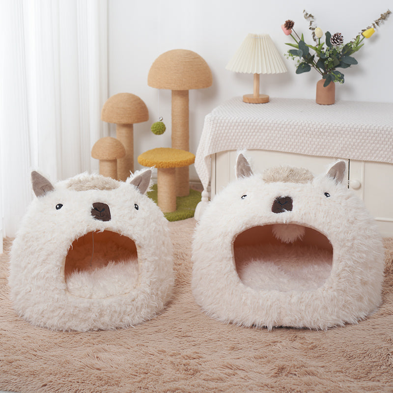 HKM-0024125 Alpaca Yurt Cat and Dog Kennel with Soft Cushion and Warm Materials