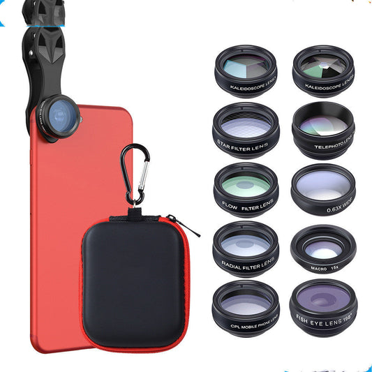 HKM-002451 10-in-1 Universal Mobile Phone Lens Set with Fisheye, Wide-Angle, and Macro Features
