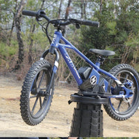HKM-002515 Kids Electric Balance Bike with 350W Brushless Motor, 12-Inch & 16-Inch Options, Adjustable Suspension, and Disc Brakes