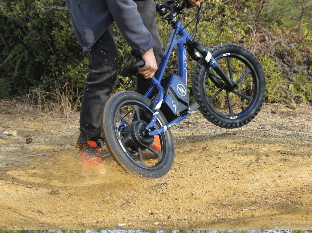 HKM-002515 Kids Electric Balance Bike with 350W Brushless Motor, 12-Inch & 16-Inch Options, Adjustable Suspension, and Disc Brakes