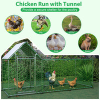 HKM-0025917 Walk-In Chicken Coop with Removable Cover - Durable Steel Frame and Lockable Door for Poultry, Rabbits, and Ducks