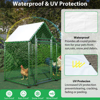 HKM-0025917 Walk-In Chicken Coop with Removable Cover - Durable Steel Frame and Lockable Door for Poultry, Rabbits, and Ducks