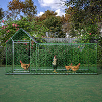 HKM-0025917 Walk-In Chicken Coop with Removable Cover - Durable Steel Frame and Lockable Door for Poultry, Rabbits, and Ducks