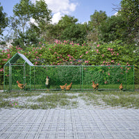 HKM-0025917 Walk-In Chicken Coop with Removable Cover - Durable Steel Frame and Lockable Door for Poultry, Rabbits, and Ducks