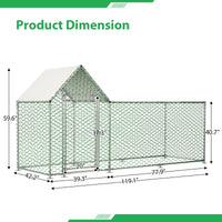 HKM-0025917 Walk-In Chicken Coop with Removable Cover - Durable Steel Frame and Lockable Door for Poultry, Rabbits, and Ducks