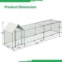 HKM-0025917 Walk-In Chicken Coop with Removable Cover - Durable Steel Frame and Lockable Door for Poultry, Rabbits, and Ducks