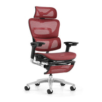 HKM-002707 Ergonomic Office Chair with Footrest, Mesh Seat in Red, Comfortable Computer Desk Chair