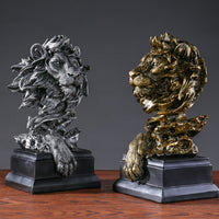 HKM-003027 Copper Lion Head Resin Ornament for Hallway and Office Decoration