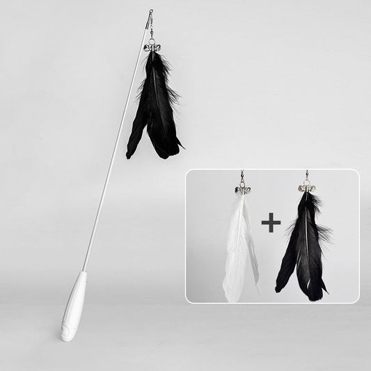 HKM-003027 Telescopic Cat Fishing Rod with Removable Bell Toy and Feather Attachment, 48-80cm