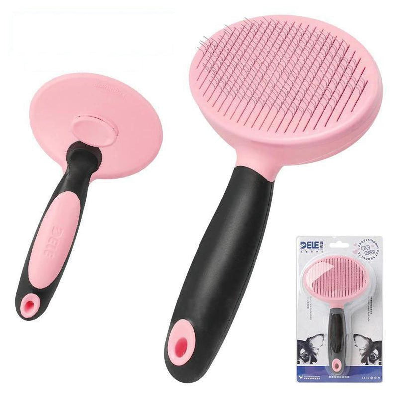 HKM-003155 Steel Needle Round Head Massage Comb for Pet Grooming with Anti-Slip Handle