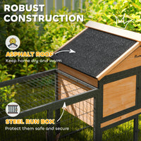 HKM-0031677 Large Outdoor Rabbit Hutch with Steel Run, Removable Tray, Asphalt Roof and Ramp, 85" Spacious Cage for 2-3 Rabbits