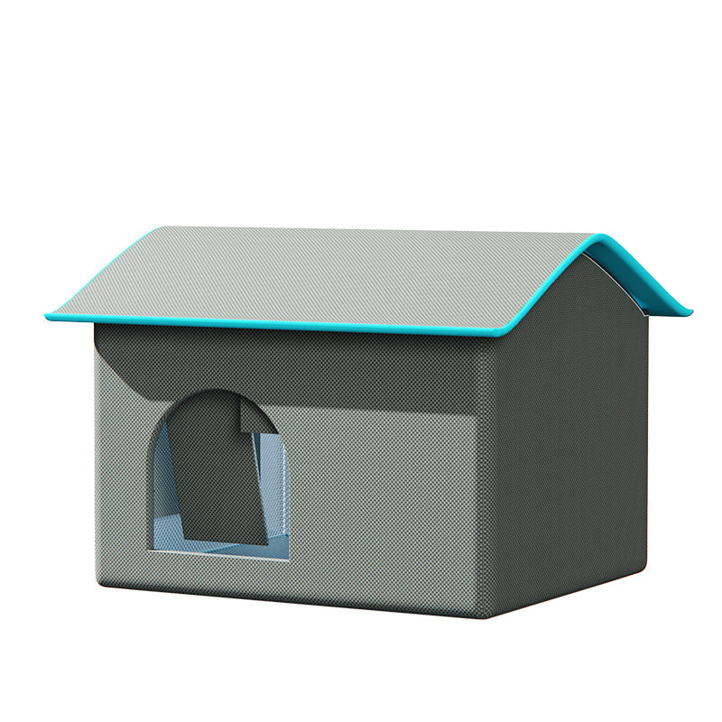 HKM-0032061 Peacock Blue and Industrial Gray Summer Ice Pad Cool Nest for Cats - Four Seasons Universal Pet Bed