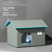 HKM-0032061 Peacock Blue and Industrial Gray Summer Ice Pad Cool Nest for Cats - Four Seasons Universal Pet Bed